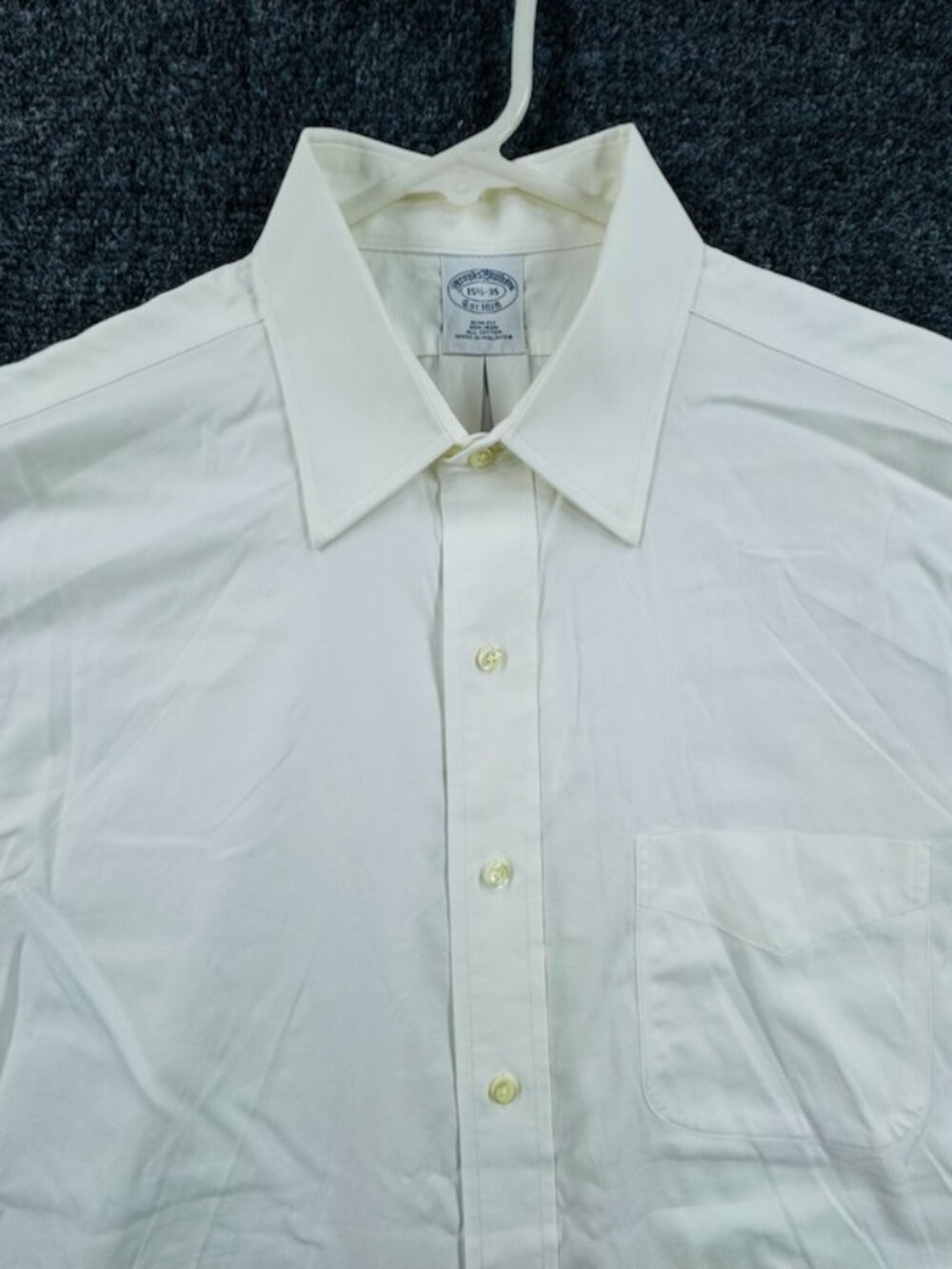 Brooks Brothers Slim 15.5 35 Non-Iron Cotton White Preppy Long Sleeve Mens Shirt